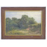 Manner of Charles John Birbeck, XIX-XX, Oil on board, A wooded landscape with a track. Approx.