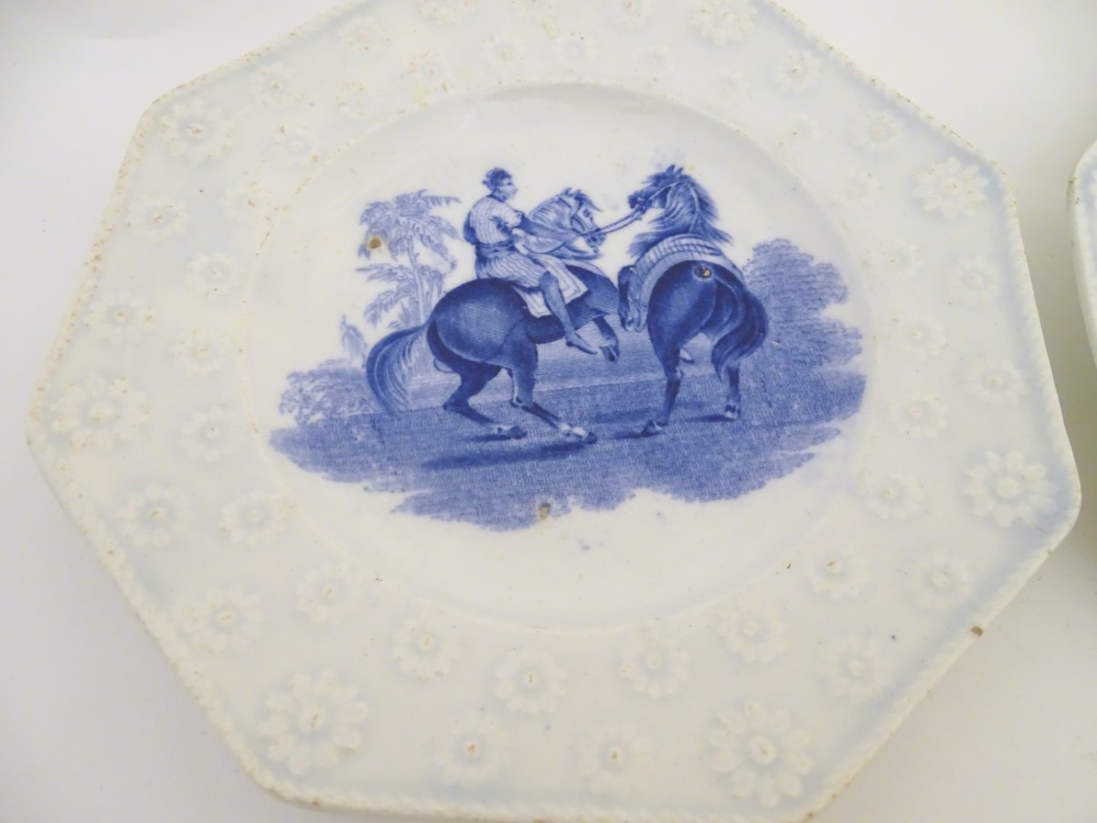 Four assorted Victorian nursery and ecclesiastes transferware plates. - Image 7 of 9