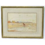 Manner of Peter de Wint (1784-1849), XIX, Watercolour, Figures walking on a beach,