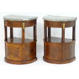 A pair of 19thC Empire style bedside cabinets of demi lune form,