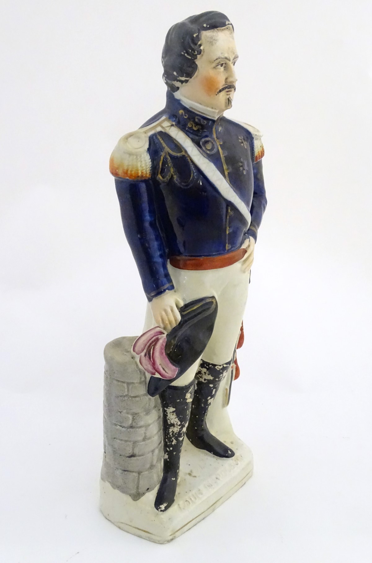 A large Victorian Staffordshire pottery portrait figure depicting Louis Napoleon. Titled to base. - Image 4 of 7