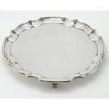 A silver visiting card tray / small salver hallmarked Sheffield 1986 maker SC.