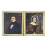 XIX-XX, English School, Oil on canvas laid on board, a pair, A portrait of a gentleman in finery,