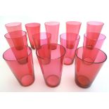12 assorted cranberry glass beakers CONDITION: Please Note - we do not make