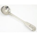 A silver fiddle pattern salt spoon hallmarked London 1837 maker BS 4" long CONDITION:
