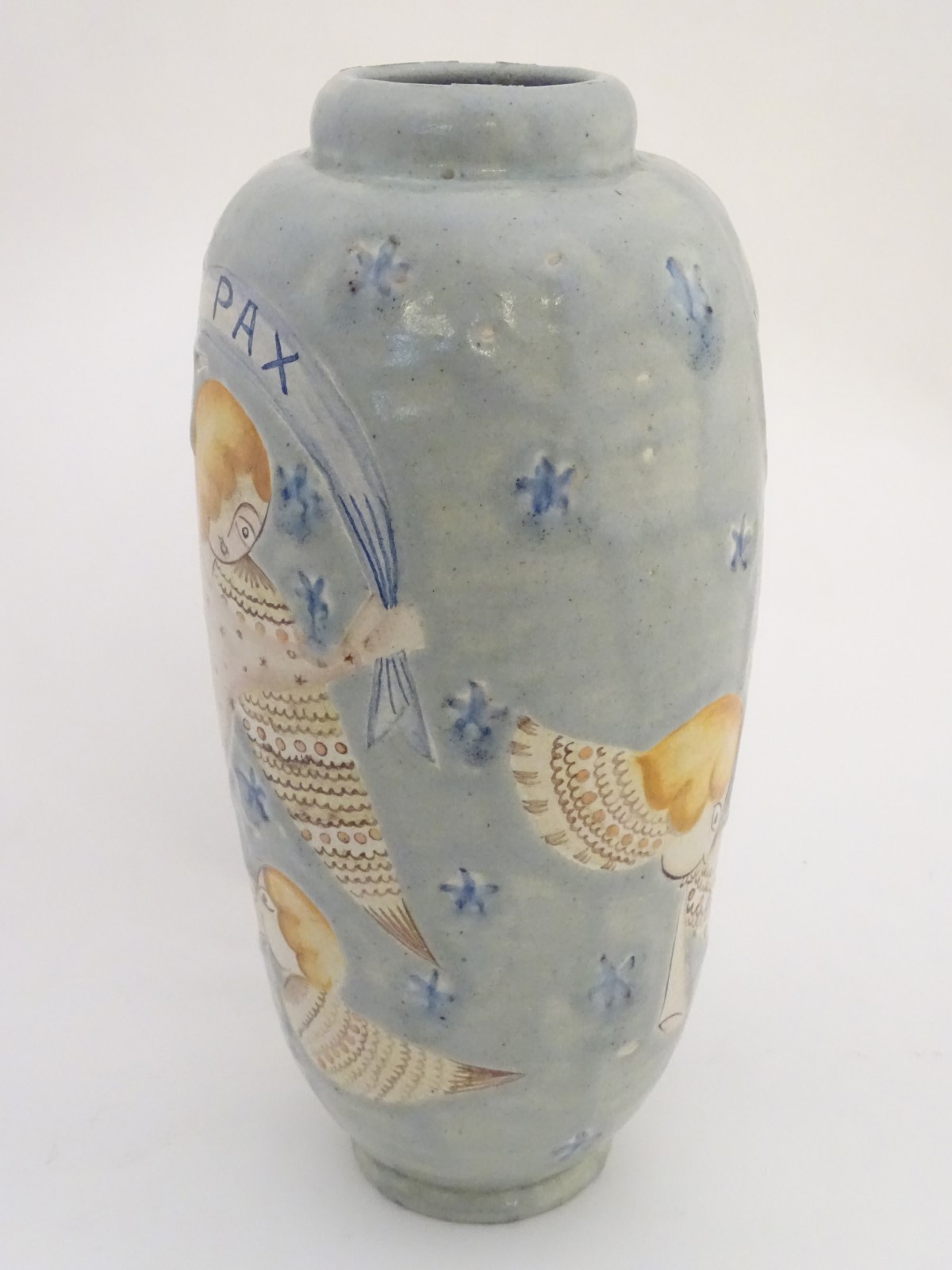 A late 20thC Continental vase decorated with stylised angels, - Image 6 of 9