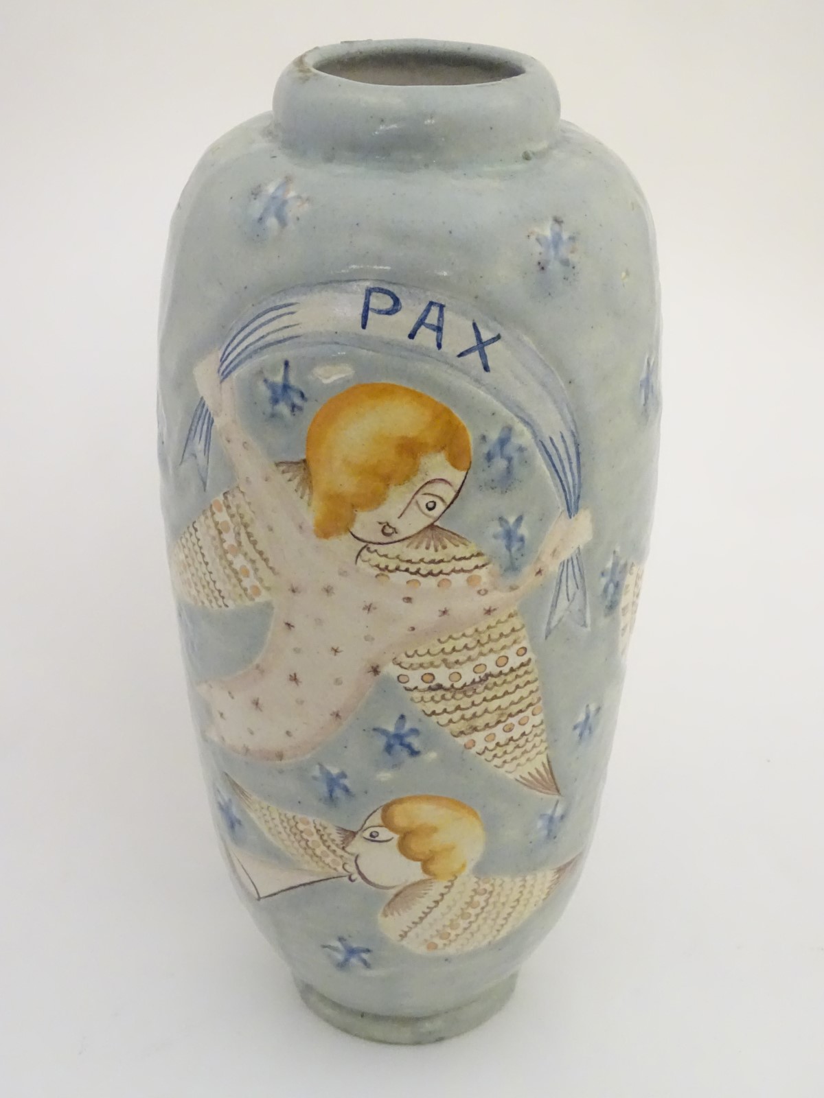 A late 20thC Continental vase decorated with stylised angels, - Image 3 of 9