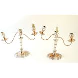 A pair of silver plated candelabra approx 12" high CONDITION: Please Note - we do