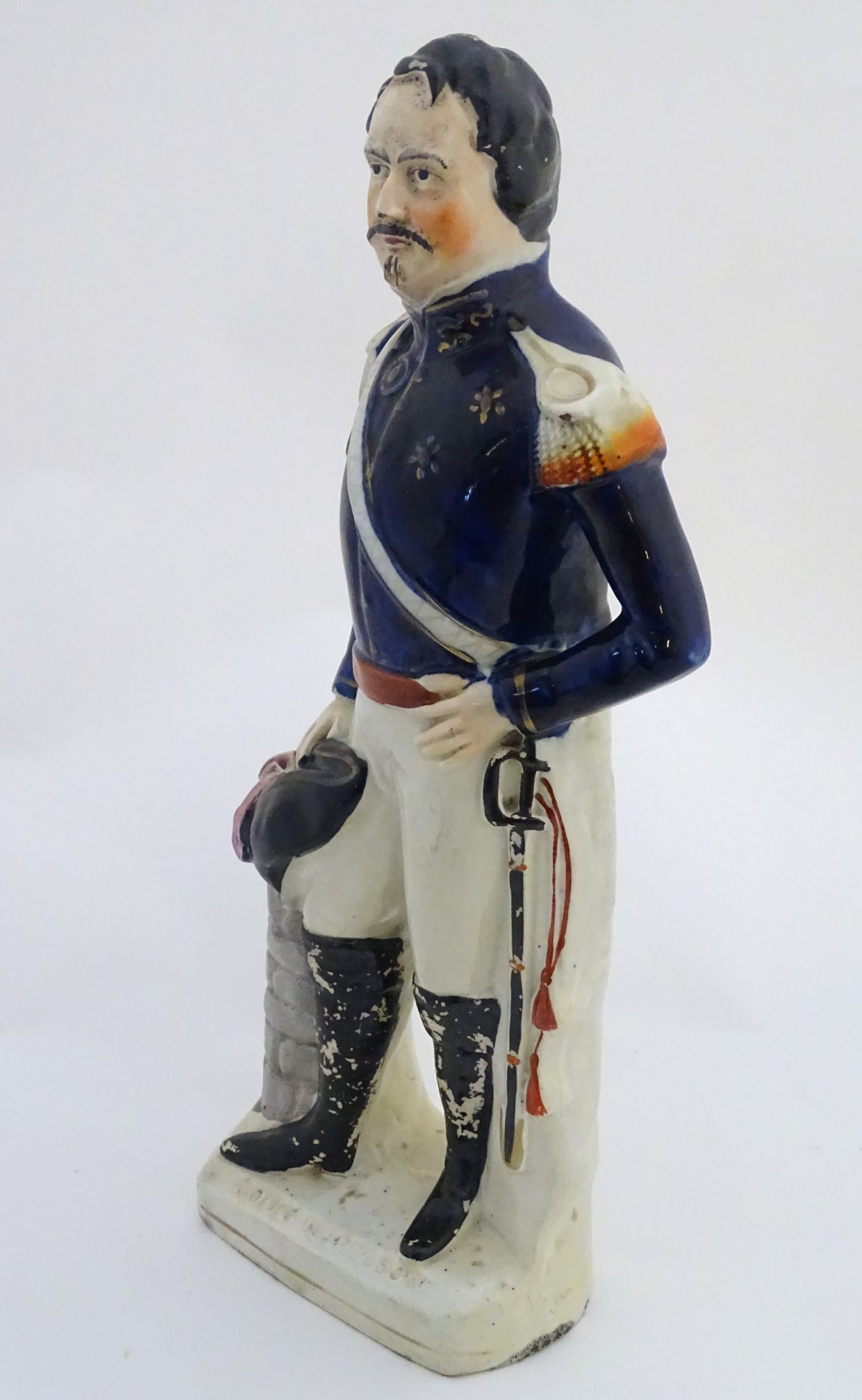 A large Victorian Staffordshire pottery portrait figure depicting Louis Napoleon. Titled to base. - Image 3 of 7