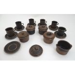 Vintage Retro: Denby style table wares, to include 6 coffee cups and saucers,