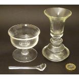 A boxed late 20thC Dartington Glass 'Minima' salt cellar and spoon,