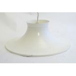 A vintage retro pendant light, in white finish overall,