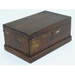 An early 20thC pine workbox, with internal tray divided into five sections with space under,