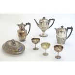 Assorted silver plated wares including serving dish,