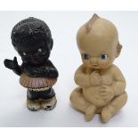 Toys: A painted bisque Kewpie style baby doll,