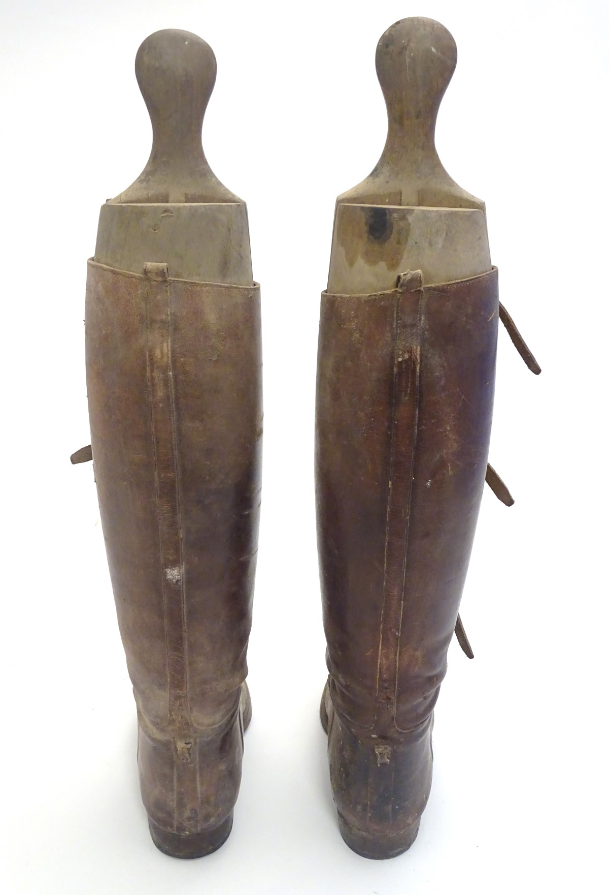 An early to mid 20thC pair of brown leather field / cavalry pattern riding boots, - Image 2 of 6