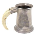 A silver plate Talisman tankard with boar tusk handle. Approx. 5 1/4" high.