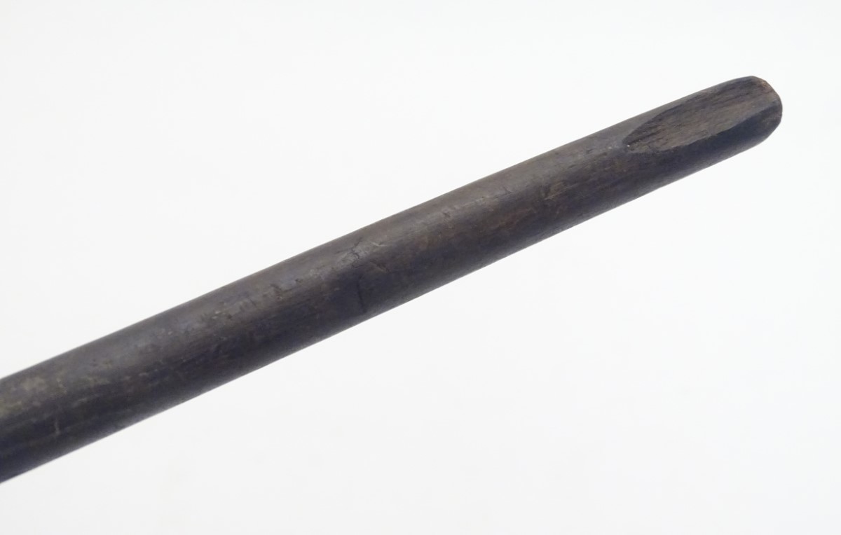 A carved hardwood tribal walking stick / cane, - Image 2 of 5