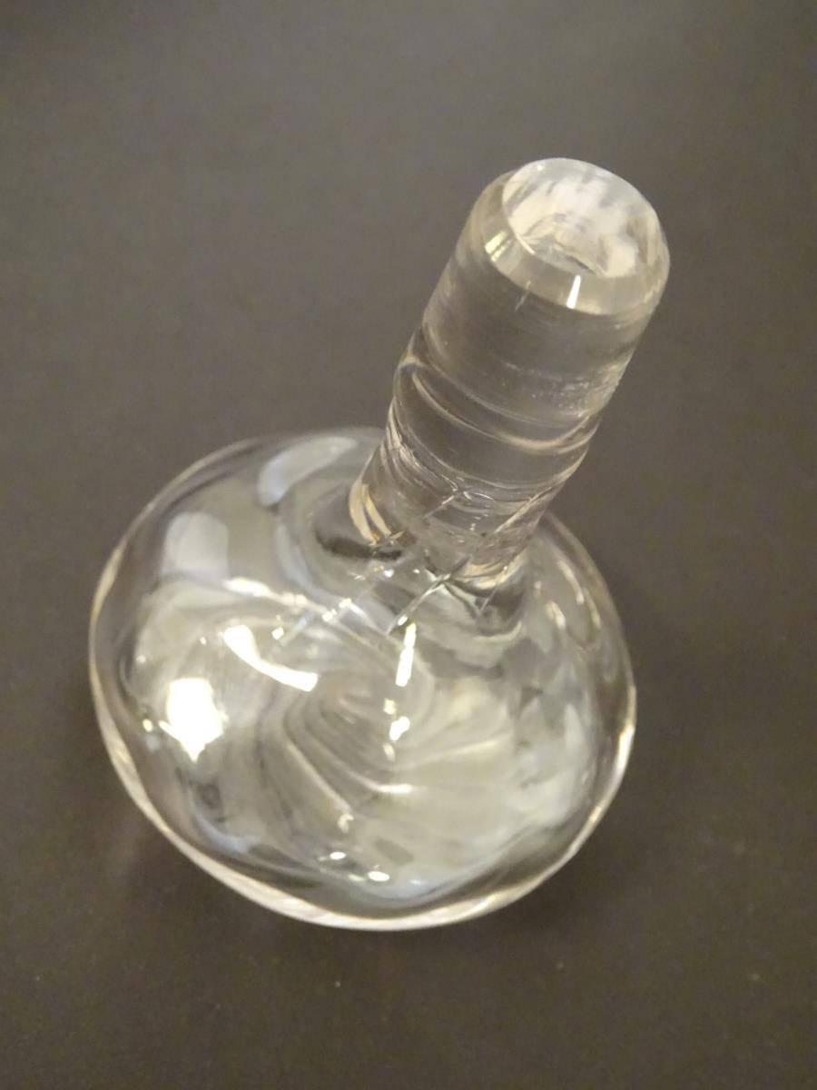 A glass decanter with pinch waist detail and silver rim hallmarked Birmingham 1906. 11" high - Image 8 of 8