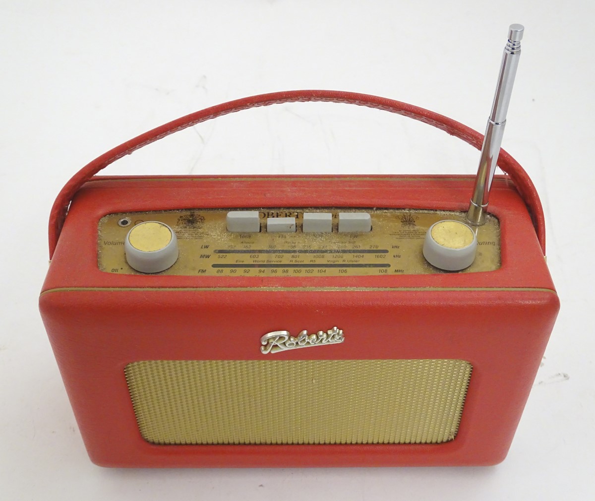 A late 20thC Roberts R250 portable radio, with red vinyl covering, - Image 5 of 9