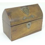 A 19thC mahogany stationary case / box of lancet form with fitted interior. Approx.