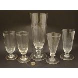 Five assorted 19thC ale glasses. Tallest approx. 9" high.