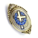 Love token / memorial jewellery: A 19thC locket brooch decorated with enamel forget-me-knot