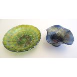 Two items of moulded Carnival glass ware.