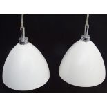 Vintage Retro: a Danish / Scandi Henstal set of 4 (2 +2) hanging pendant lamps / lights,