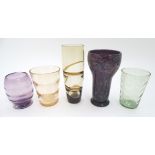 Assorted Art glass vases to include examples by Steven & Williams and Whitefriars etc.
