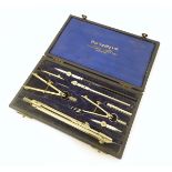A cased Hall Harding Ltd drawing set of technical tools, including compasses etc.