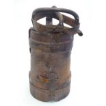 Militaria: a WWI / First World War / World War 1 large cylindrical leather and canvas shell or
