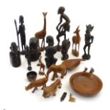 Ethnographic / Native / Tribal : A quantity of assorted carved wooden African sculptures,