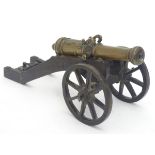 Militaria: a late 19thC German bronze desk field cannon,