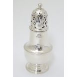 A silver sugar caster / mufineer hallmarked Birmingham 1963 maker William Suckling Ltd.