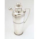 An Art Deco silver plate cocktail shaker, Igene, by Farrow & Jackson of tapering form,