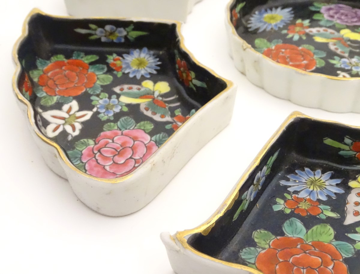 A Chinese 7 sectional hors d'oeuvre set of serving dishes decorated with stylised flowers and - Image 7 of 8