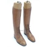 An early 20thC pair of field / cavalry pattern riding boots, approximately UK size 10-10.