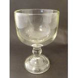 A large moulded glass oversized rummer / pedestal drinking glass 8" high CONDITION:
