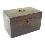 A 19thC mahogany two sectional box / caddy with an oval loop handle to top. Approx.