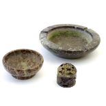 Three items of serpentine ware,