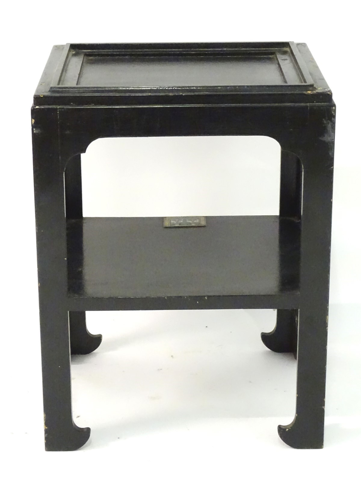 A 20thC ebonised table set with stones and resin gems, - Image 5 of 6