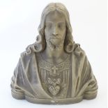 A 20thC composite bust depicting the Sacred Heart of Jesus Christ.