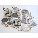 A quantity of assorted silver plate to include Teapots, flatware,