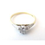 A 18ct gold ring set with diamond solitaire, the diamond approx. 0.25ct. Ring size approx.