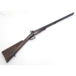 A French 19thC 16 bore Lefaucheux patent pinfire shotgun by Aury, St Etienne.