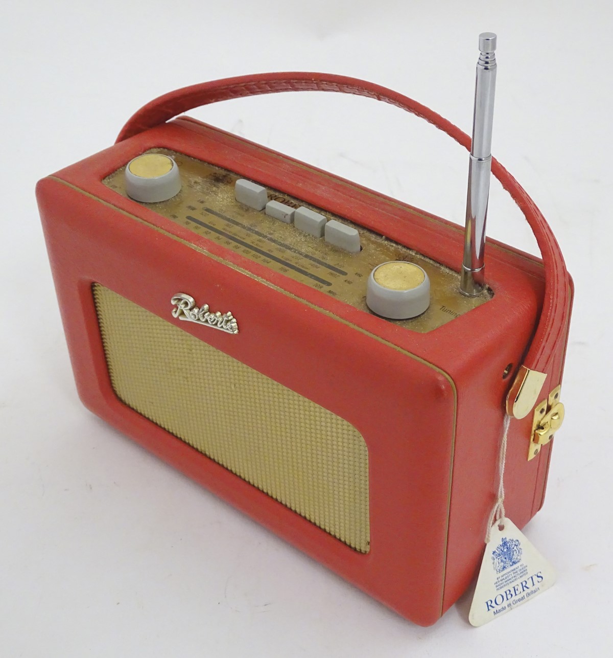 A late 20thC Roberts R250 portable radio, with red vinyl covering, - Image 6 of 9