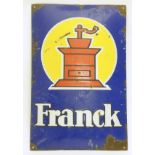 A 20thC Continental enamel advertising sign for the coffee brand Franck,