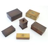 An assortment of 19thC and later boxes, to include mahogany and walnut work boxes,