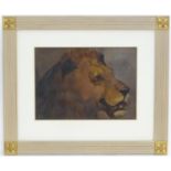 Manner of William Huggins (1820-1884), English School, Oil on board, A study of the head of a lion,